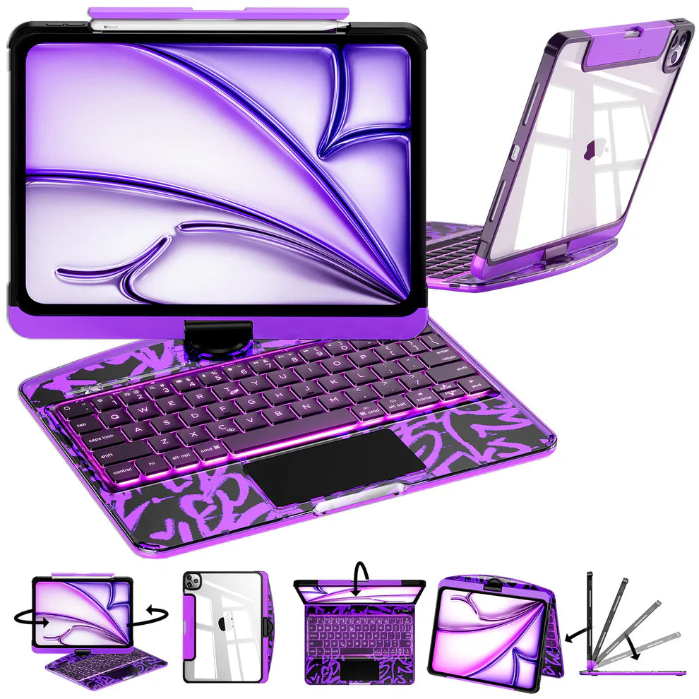 Nevcase Y2K Transparent Blue 360° Rotating iPad Keyboard Case