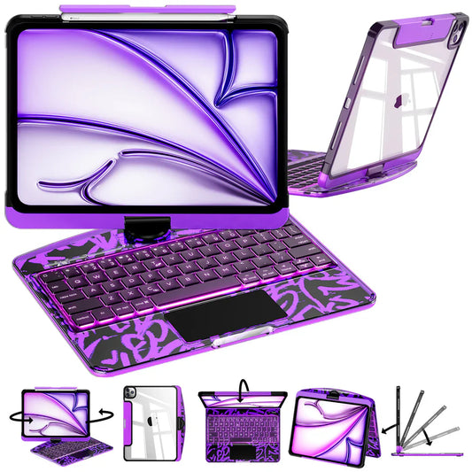 Nevcase Y2K Transparent Blue 360° Rotating iPad Keyboard Case