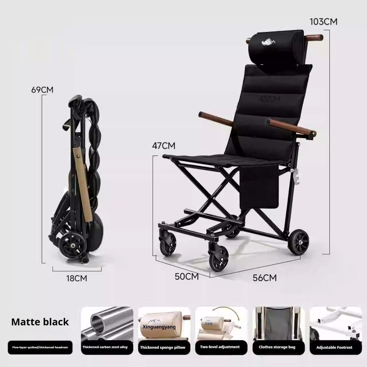 Folding Wheelchair Lightweight Outdoor Folding Dolly For Travel