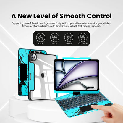 Nevcase Y2K Transparent Blue 360° Rotating iPad Keyboard Case